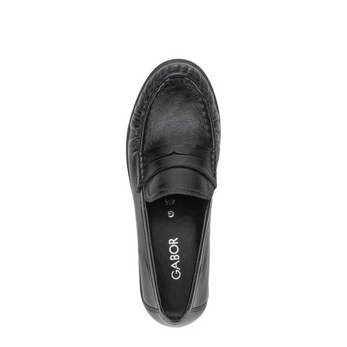 Gabor Womens Patent Leather Comfort Loafer Shoe 4009.01.001 - Black
