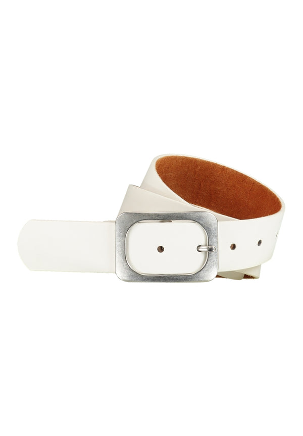 Hailys Women’s Sa44mantha G Cream Leather Belt – Matte Silver Buckle Accessory – HFA-62308007