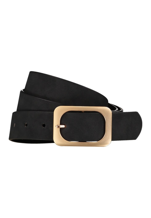 Hailys Women’s Sa44mantha G Black Leather Belt – Matte Gold Buckle Accessory – HFA-62308007
