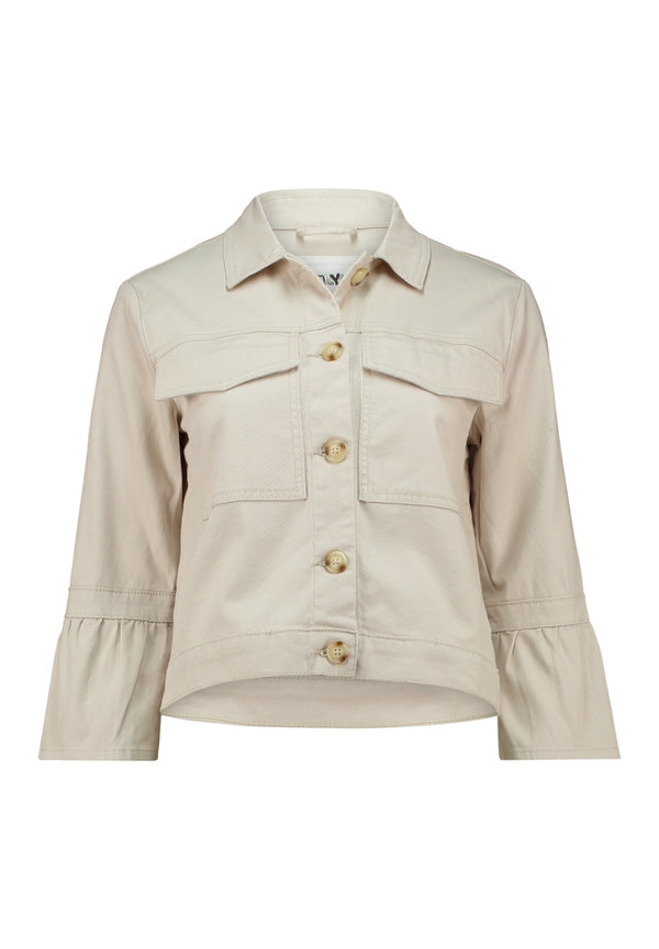 Hailys Women’s Jo44nie 3/4 Length Cream Jacket – Cotton-Rich Button-Down – QI-2405085C