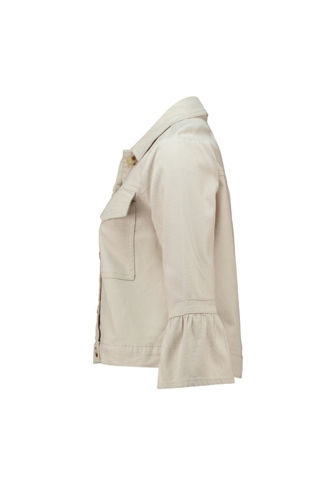 Hailys Women’s Jo44nie 3/4 Length Cream Jacket – Cotton-Rich Button-Down – QI-2405085C
