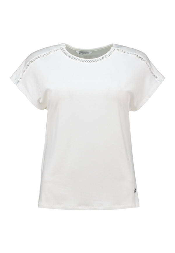 Zabaione Sa44lly Shoulder Detail SS Tee - Off White NO-201-0462-1