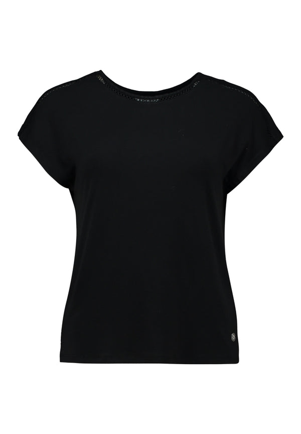 Zabaione Sa44lly Shoulder Detail SS Tee - Black NO-201-0462