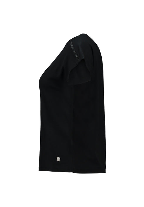 Zabaione Sa44lly Shoulder Detail SS Tee - Black NO-201-0462