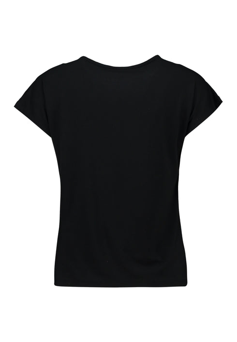 Zabaione Sa44lly Shoulder Detail SS Tee - Black NO-201-0462