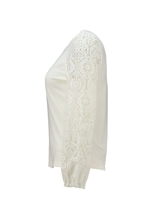 Hailys Women’s Ti44lli Offwhite Top – Recycled Fabric with Lace Sleeves – KY-2406034