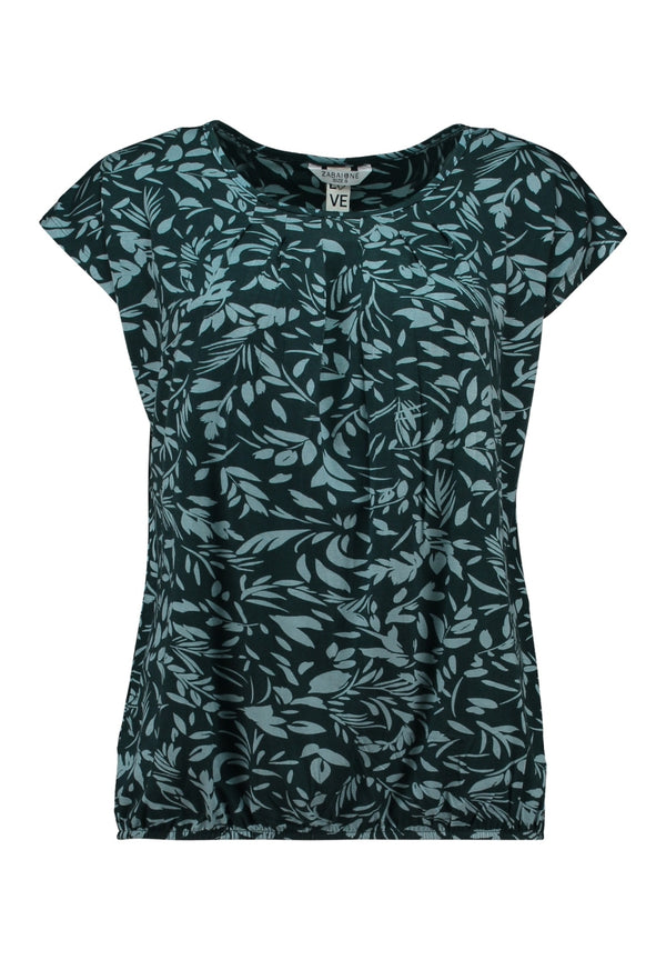Zabaione Mi44nou Round Neck SS Leaf Print Tee - Emerald SJA-PO-201-0069-6