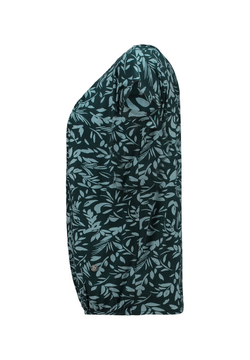 Zabaione Mi44nou Round Neck SS Leaf Print Tee - Emerald SJA-PO-201-0069-6