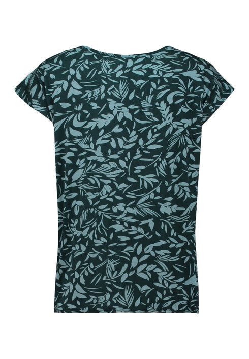 Zabaione Mi44nou Round Neck SS Leaf Print Tee - Emerald SJA-PO-201-0069-6