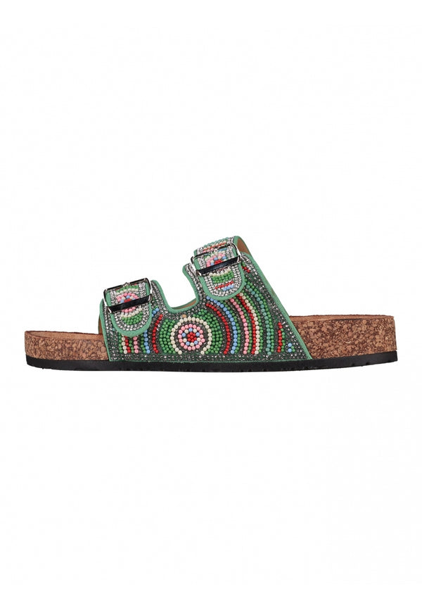 Hailys Women’s La44uri Green Mule Sandals – Double Clasp Slider – SD La44uri