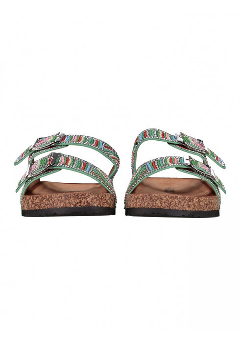 Hailys Women’s La44uri Green Mule Sandals – Double Clasp Slider – SD La44uri