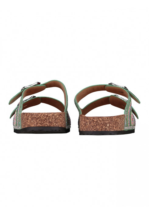 Hailys Women’s La44uri Green Mule Sandals – Double Clasp Slider – SD La44uri