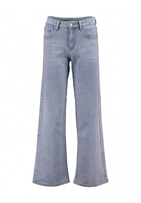 Hailys Women’s Lo44ni Light Blue Wide Bootcut Jeans – High-Waist Denim with Side Detailing – QF-2409