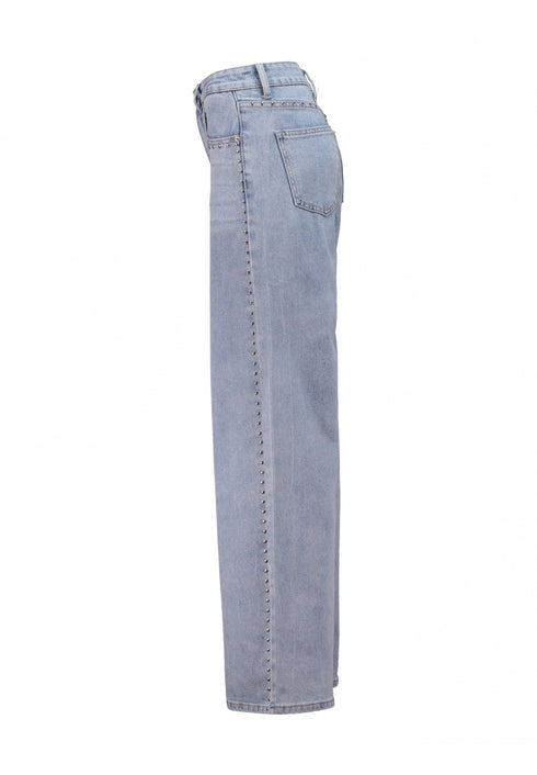 Hailys Women’s Lo44ni Light Blue Wide Bootcut Jeans – High-Waist Denim with Side Detailing – QF-2409