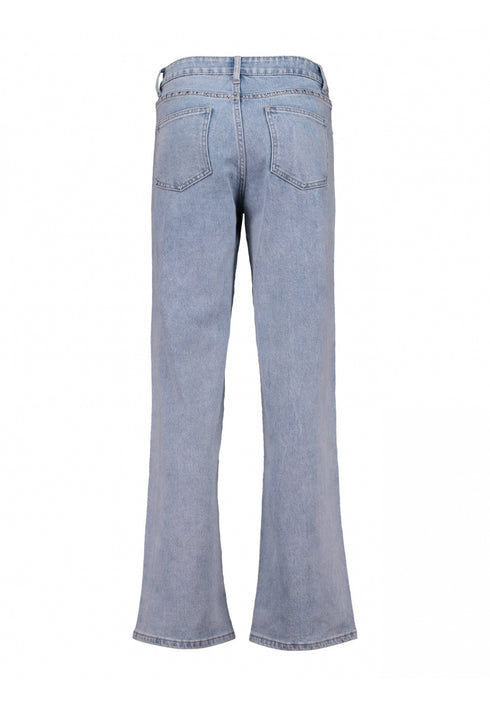 Hailys Women’s Lo44ni Light Blue Wide Bootcut Jeans – High-Waist Denim with Side Detailing – QF-2409