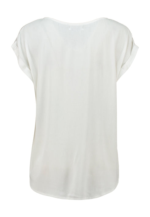 Hailys Women’s Ce44lina Off White Top – Sustainable EcoVero Viscose Short Sleeve Tee – HF-2208012-2