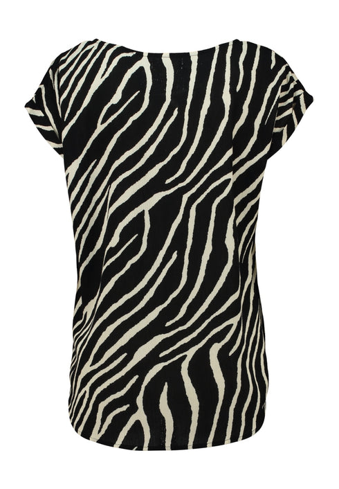 Hailys Women’s Ce44lina Black Zebra Print Top – EcoVero Viscose Short Sleeve Tee – HF-2208012-2