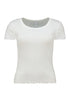 Hailys Women’s Yo44ko Off White T-Shirt – Cotton Blend Round Neck Short Sleeve Tee – KY-2409084