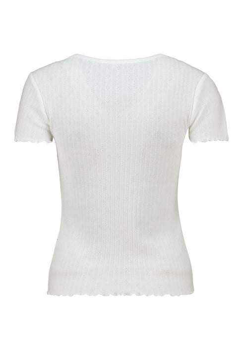 Hailys Women’s Yo44ko Off White T-Shirt – Cotton Blend Round Neck Short Sleeve Tee – KY-2409084