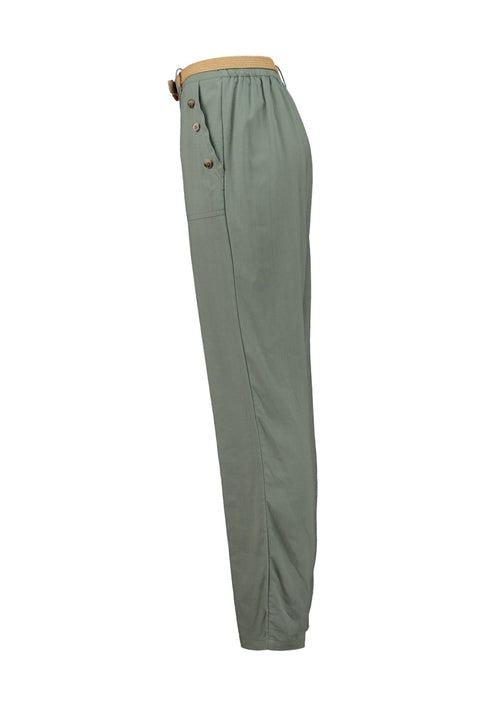 Zabaione Fe44lina Boot Cut Linen Pants - Khaki BAT-801-0222