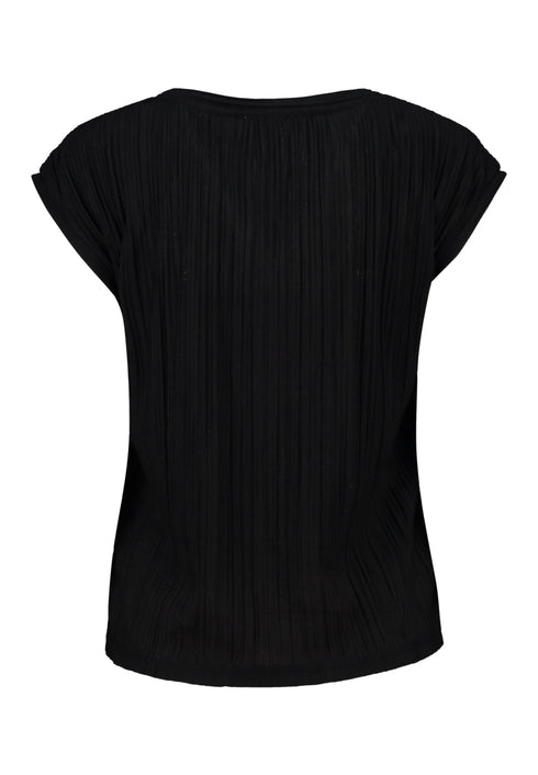 Hailys Women’s Ju44no Black Short Sleeve Top – V-Neck Polyester Viscose Tee – SP-2409055