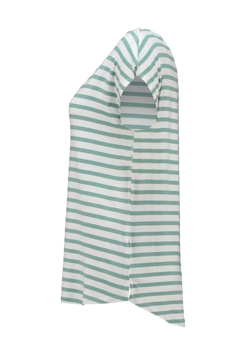 Hailys Women’s Em44ma Soft Sage Stripe T-Shirt – Viscose Stretch Short Sleeve Top – KY-PO2301010SA