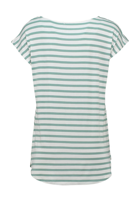 Hailys Women’s Em44ma Soft Sage Stripe T-Shirt – Viscose Stretch Short Sleeve Top – KY-PO2301010SA