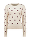 Hailys Women’s LS V SK Ru44th Top – Beige Marl + Burgundy Dots AIM-2412018