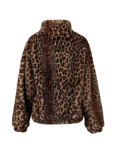Hailys Hi44llary BrownLeopard Print Faux Fur Jacket WI-2412067