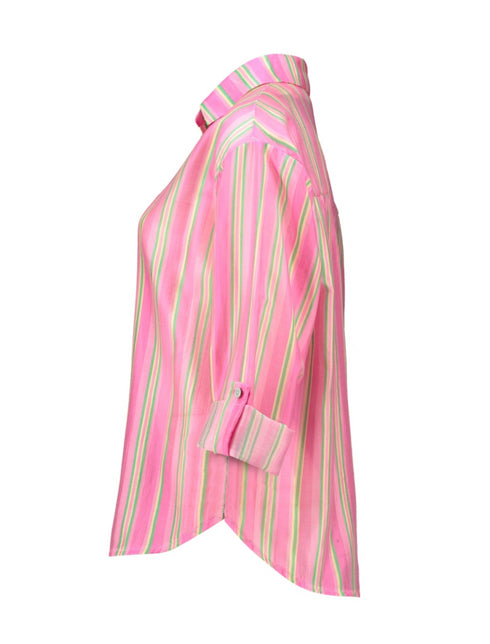 Hailys Le44andra Long Sleeve Pink Striped Blouse DF-65184