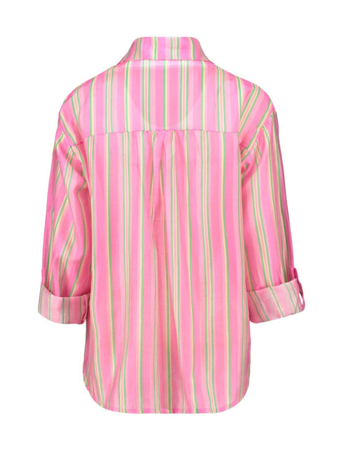 Hailys Le44andra Long Sleeve Pink Striped Blouse DF-65184