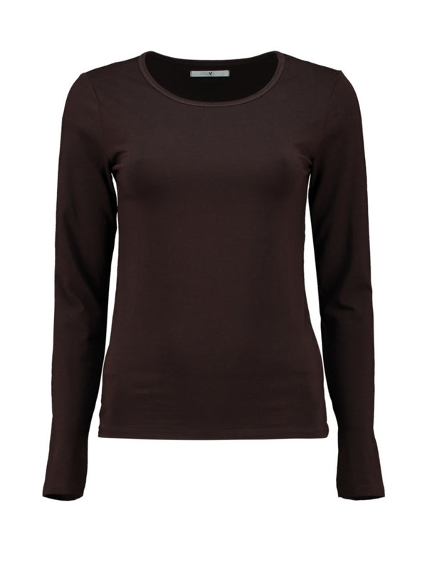 Hailys LS C TP Le44ni - Dark Chocolate | Ladies Long Sleeve Top SYN-2503099
