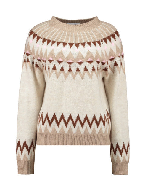 Hailys Wi44ona Beige/Brown Long-Sleeve Knit Sweater – UNF-8034