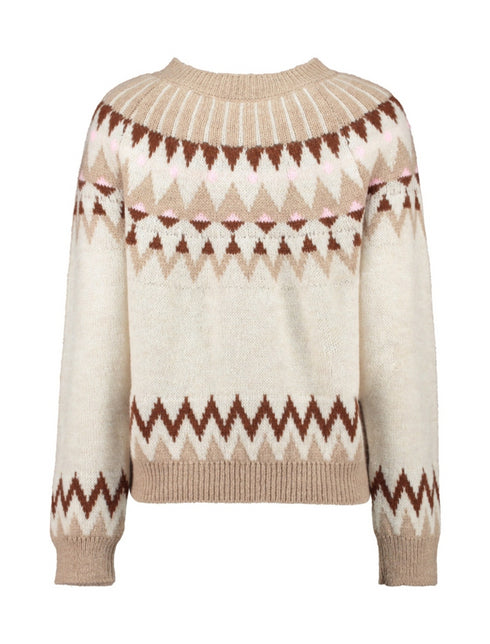 Hailys Wi44ona Beige/Brown Long-Sleeve Knit Sweater – UNF-8034