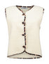 Hailys Fleece Waistcoat TIFMM85 - Beige Leopard Print Trim