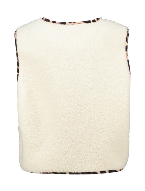 Hailys Fleece Waistcoat TIFMM85 - Beige Leopard Print Trim