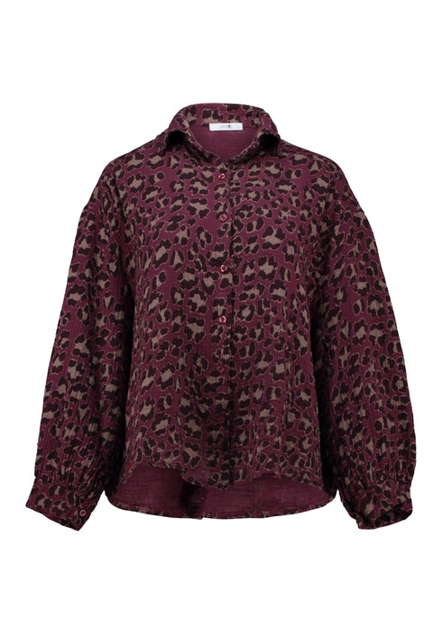 Hailys Le44ony Leopard Print Shirt – Burgundy Leo TIP-24215MUS