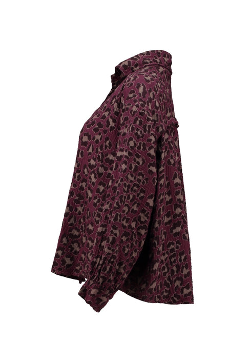 Hailys Le44ony Leopard Print Shirt – Burgundy Leo TIP-24215MUS