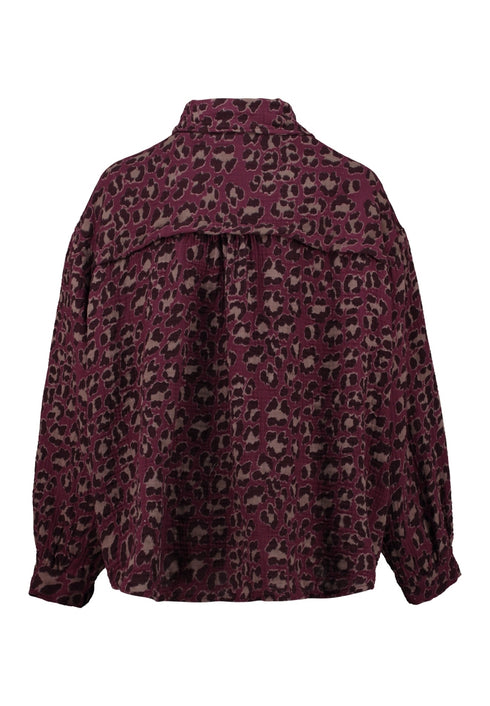 Hailys Le44ony Leopard Print Shirt – Burgundy Leo TIP-24215MUS