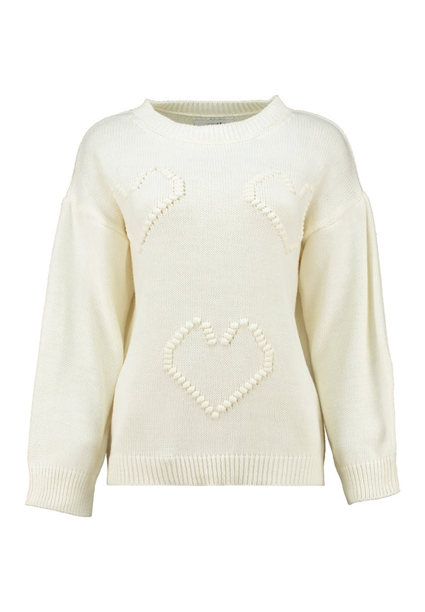 Hailys Be44lla Women’s Knit Jumper – Cream, Long Sleeve, Soft AFM-92025