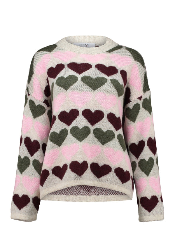 Hailys Sa44nna Long Sleeve Knit Sweater with Heart Design UNF-3305
