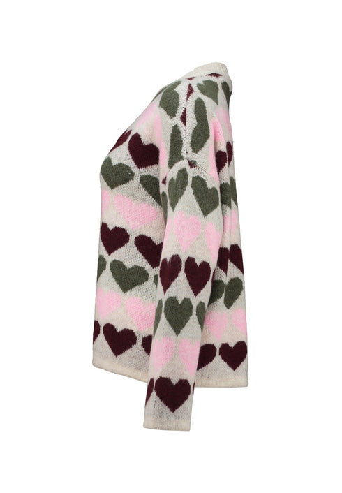 Hailys Sa44nna Long Sleeve Knit Sweater with Heart Design UNF-3305