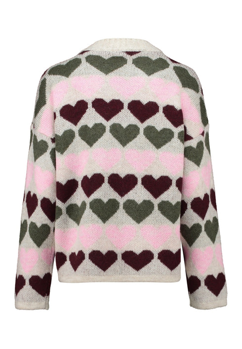 Hailys Sa44nna Long Sleeve Knit Sweater with Heart Design UNF-3305