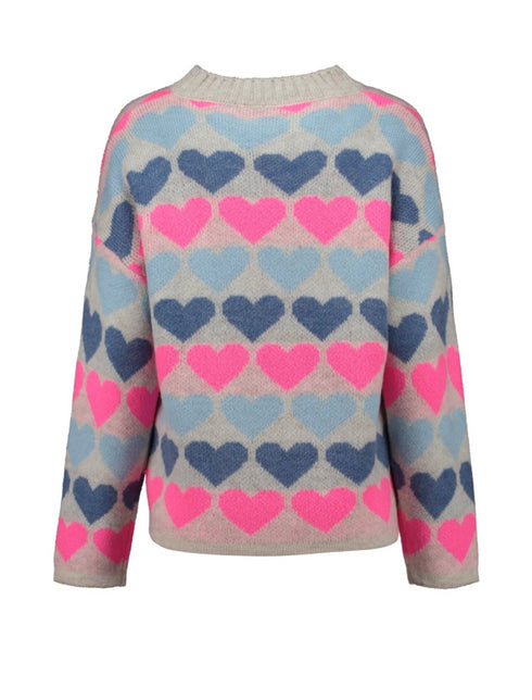 Hailys Sa44nna Long Sleeve Knit Sweater with Heart Design UNF-3305