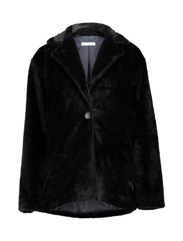Hailys Au44drey Black Faux Fur Heavy Jacket LF-28273