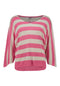 Zabaione Da44kota Open V-Neck LS Sweater - Shiny Pink Stripe YKK-251-0414