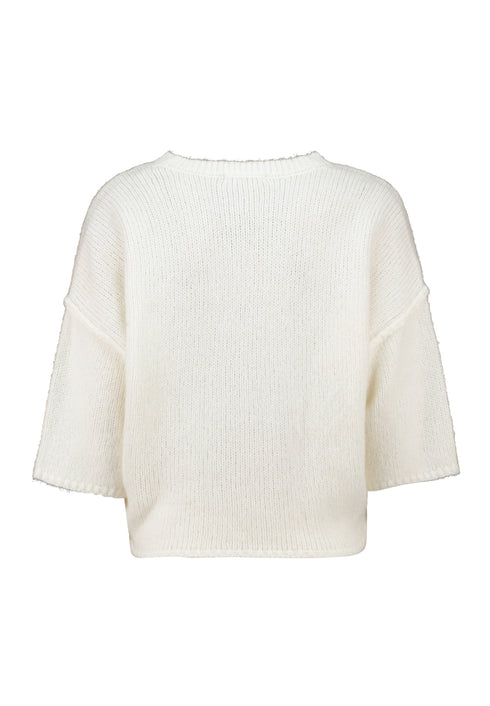 Hailys Women’s Ta44ra Off White Knit Jumper – 3/4 Wide Sleeve Round Neck Sweater – SYF-2505095