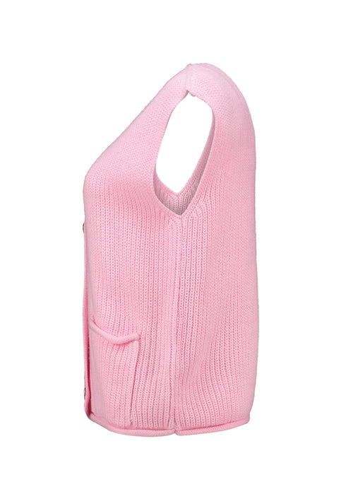 Hailys Women’s Po44ppy Knitted Waistcoat – Light Candy Pink Sleeveless Cardigan – FaYa-2505093