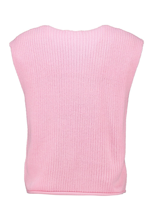 Hailys Women’s Po44ppy Knitted Waistcoat – Light Candy Pink Sleeveless Cardigan – FaYa-2505093