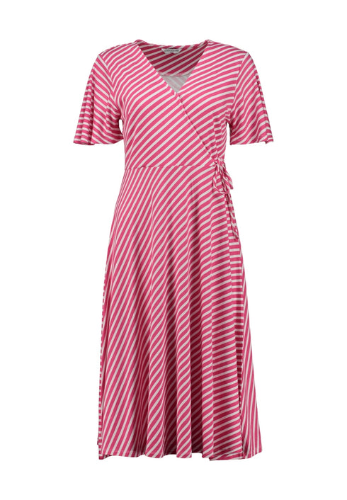 Zabaione Ce44ce Wrap Detail SS Dress - Orchid Stripe KY-151-0287-2